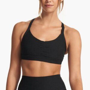 Vuori Elevation Ruched Bra in Black Heather - M